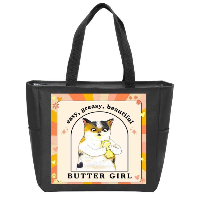 Easy Greasy Beautiful Butter Girl Zip Tote Bag