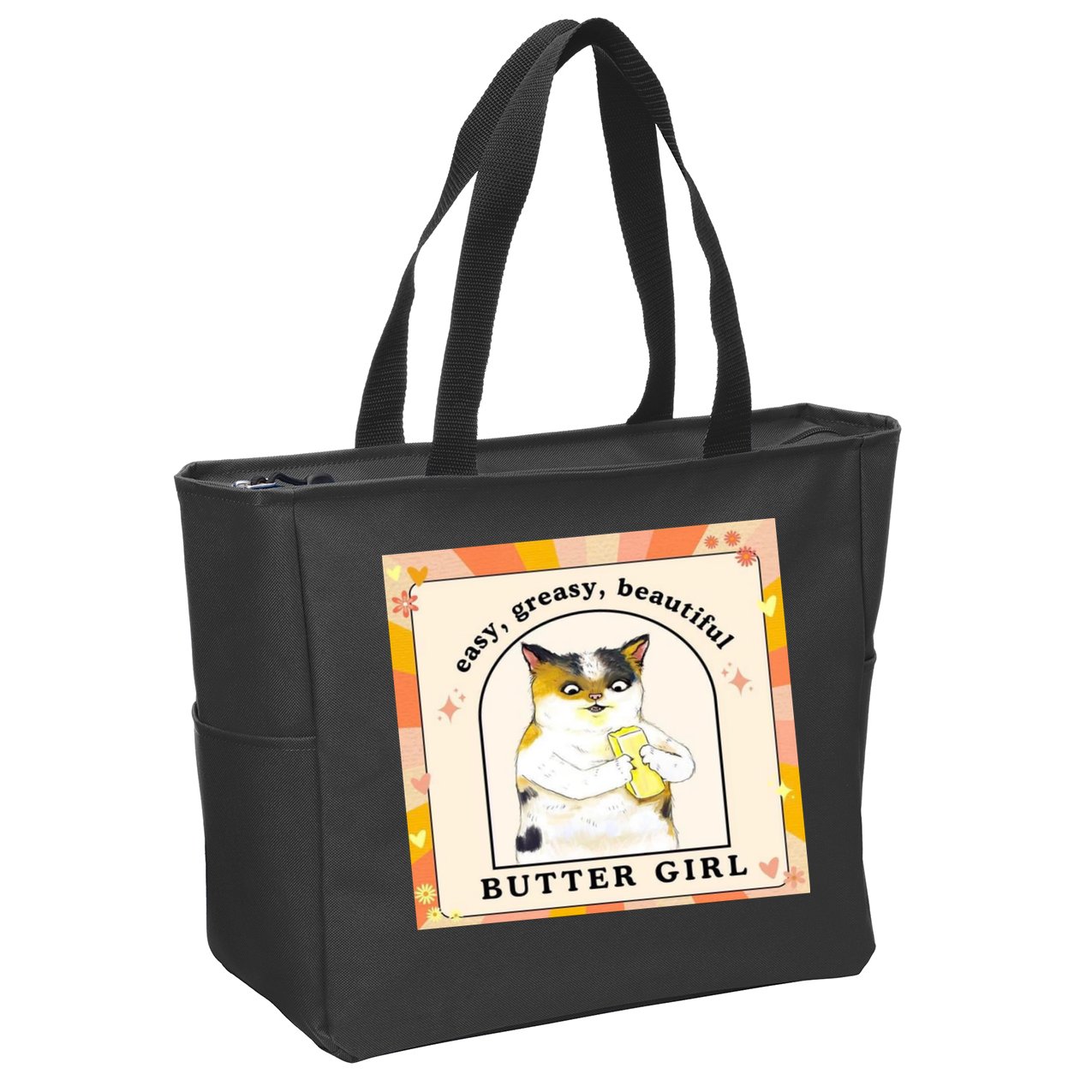 Easy Greasy Beautiful Butter Girl Zip Tote Bag