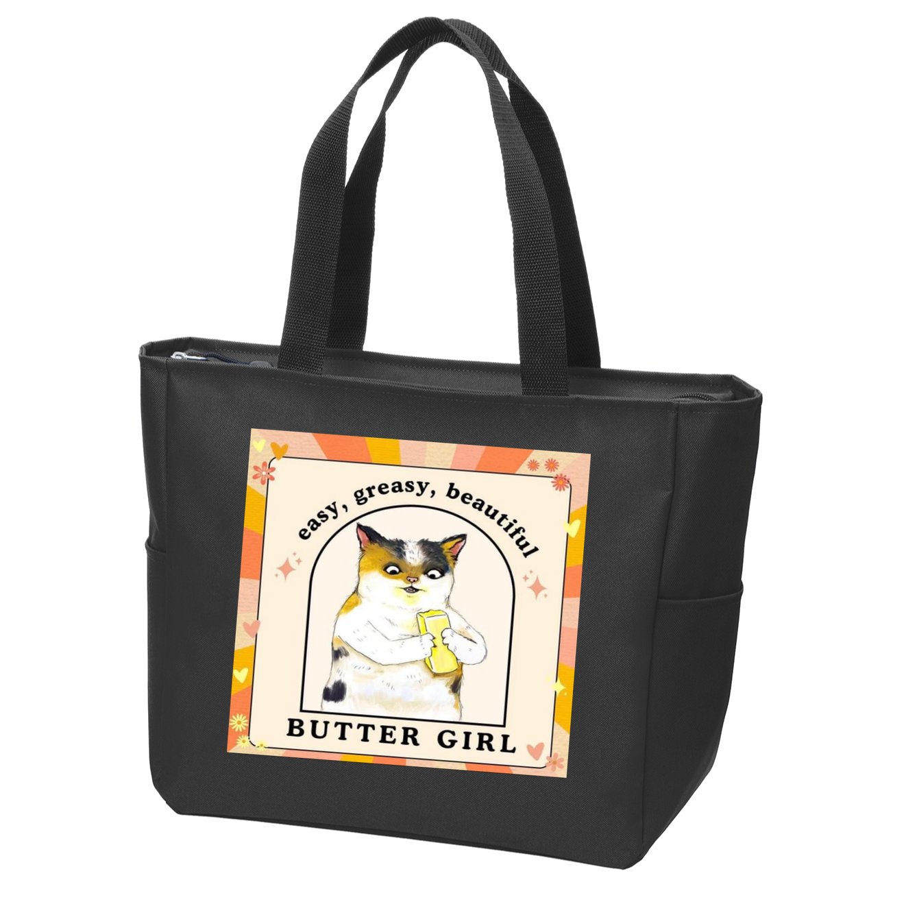 Easy Greasy Beautiful Butter Girl Zip Tote Bag