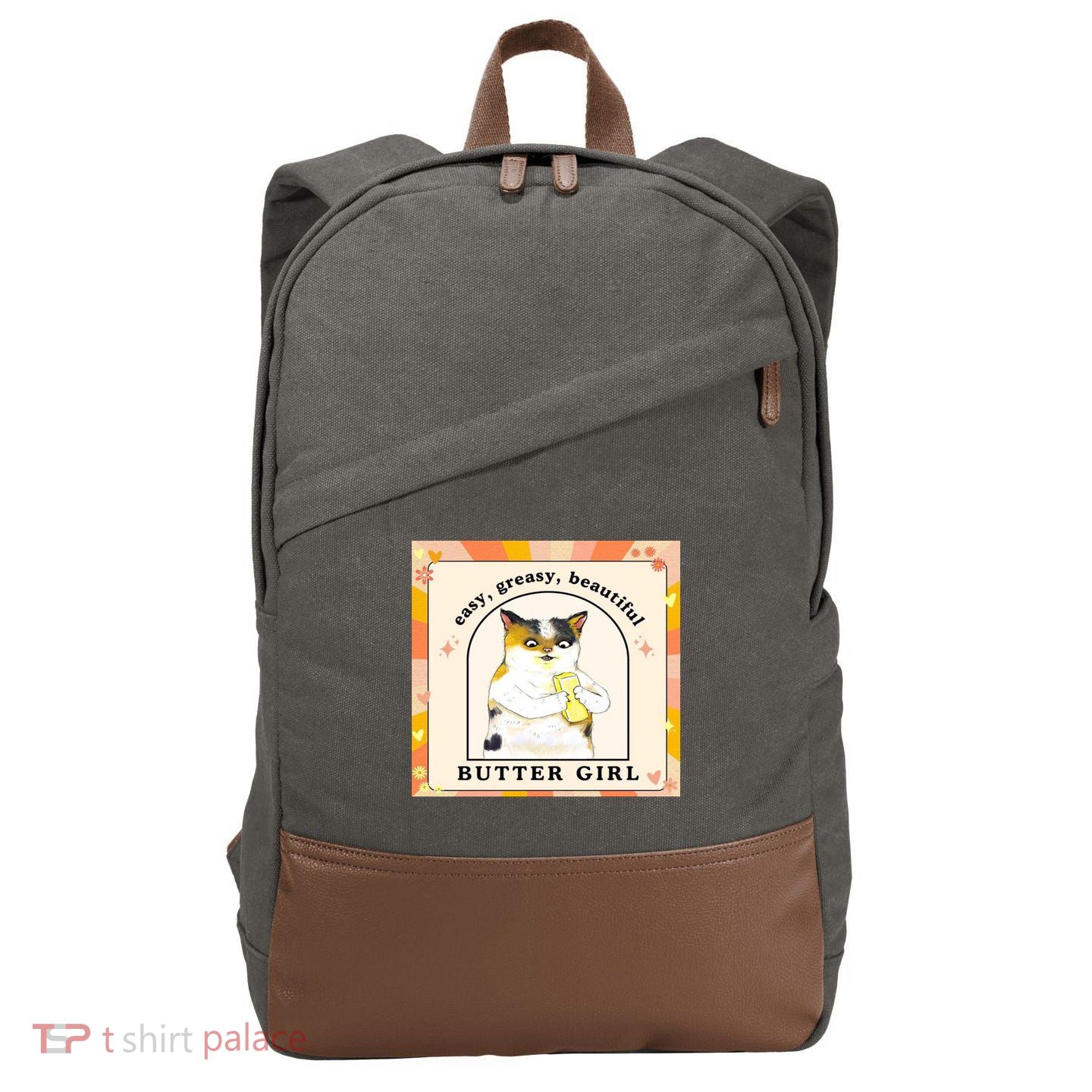Easy Greasy Beautiful Butter Girl Cotton Canvas Backpack