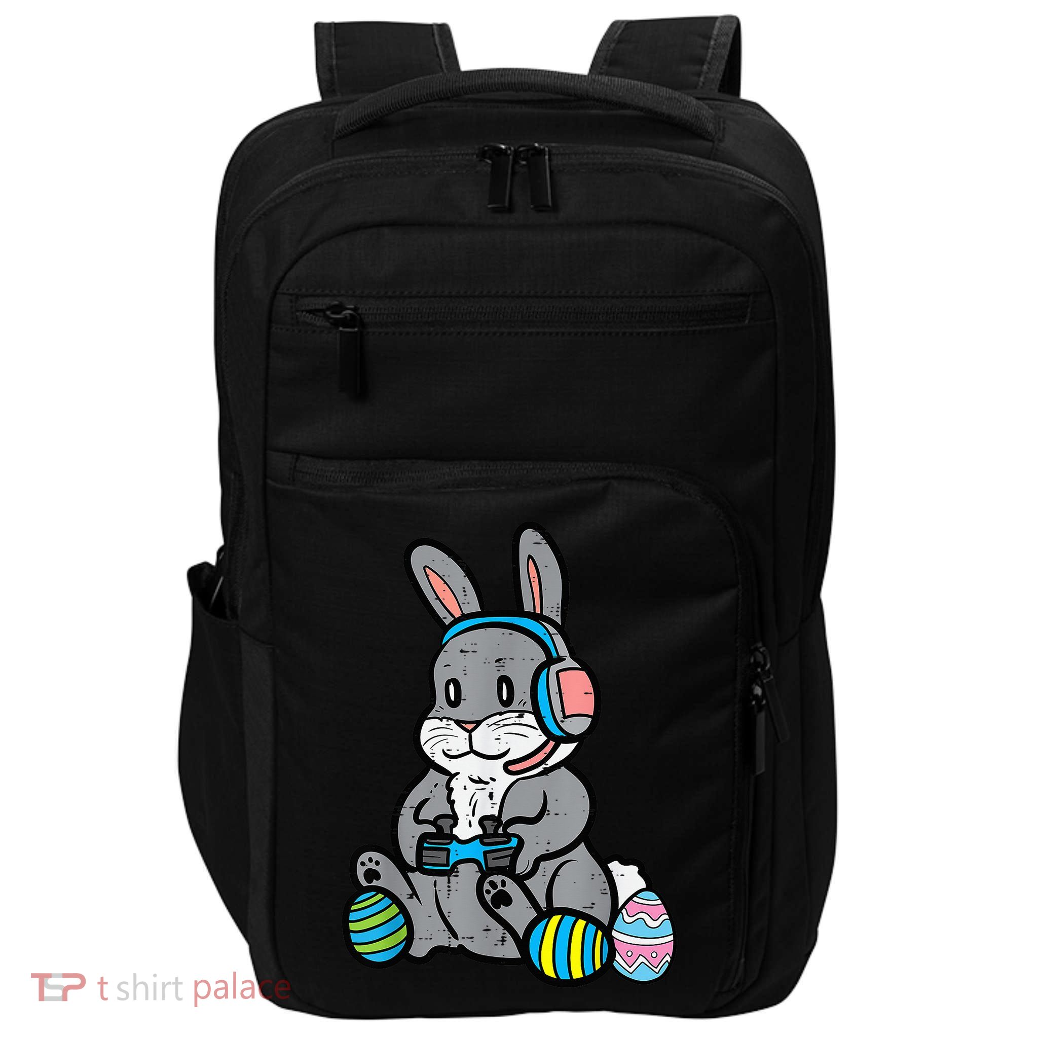 Easter Gamer Bunny Rabbit Video Gaming Grey Easter Bunnies Impact Tech Backpack