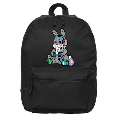 Easter Gamer Bunny Rabbit Video Gaming Grey Easter Bunnies 16 in Basic Backpack