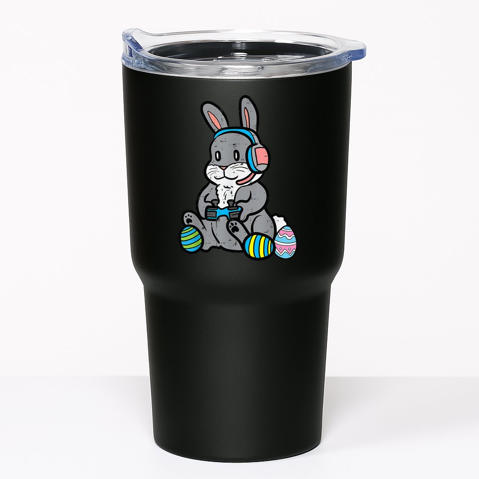Easter Gamer Bunny Rabbit Video Gaming Grey Easter Bunnies Tumbler