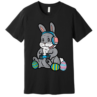 Easter Gamer Bunny Rabbit Video Gaming Grey Easter Bunnies Premium T-Shirt