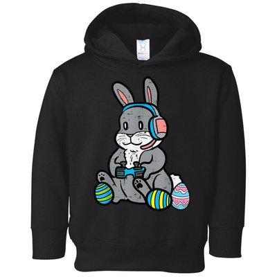 Easter Gamer Bunny Rabbit Video Gaming Grey Easter Bunnies Toddler Hoodie