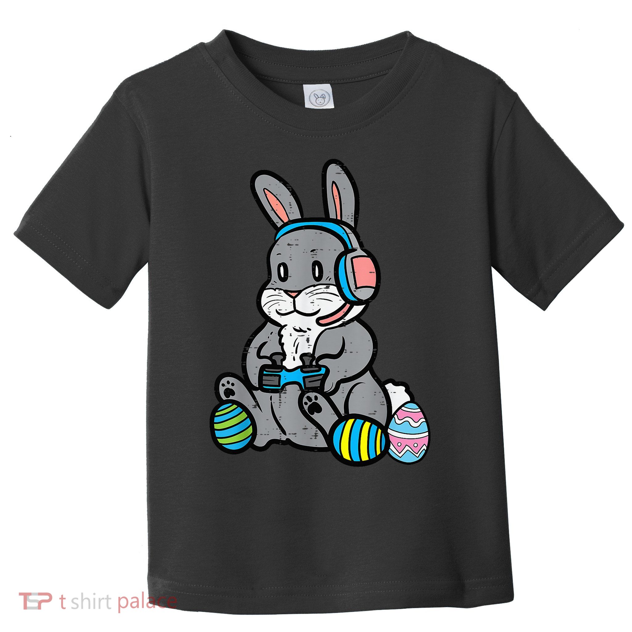 Easter Gamer Bunny Rabbit Video Gaming Grey Easter Bunnies Toddler T-Shirt