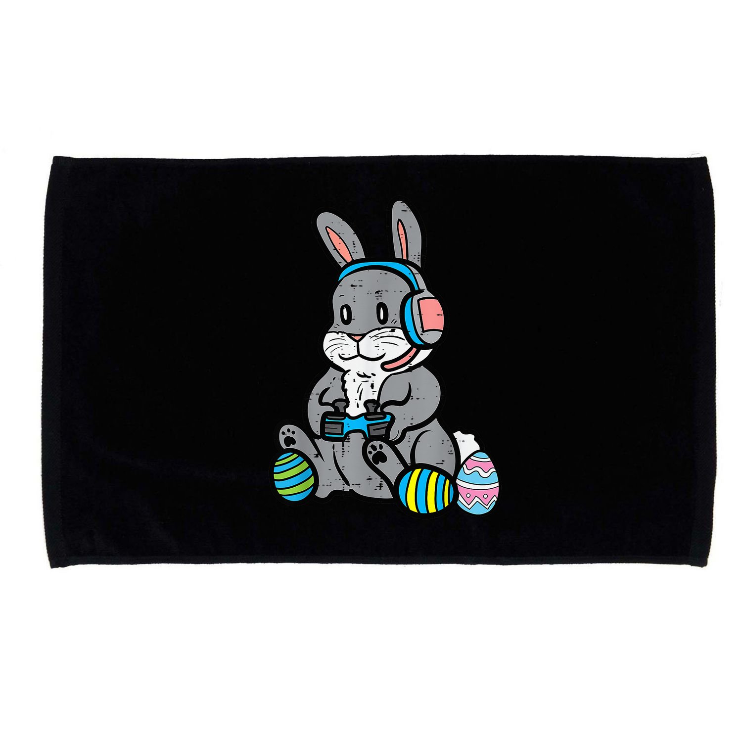 Easter Gamer Bunny Rabbit Video Gaming Grey Easter Bunnies Microfiber Hand Towel