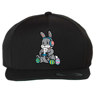 Easter Gamer Bunny Rabbit Video Gaming Grey Easter Bunnies Wool Snapback Cap