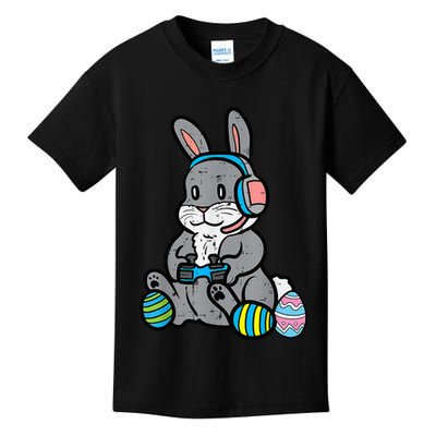 Easter Gamer Bunny Rabbit Video Gaming Grey Easter Bunnies Kids T-Shirt