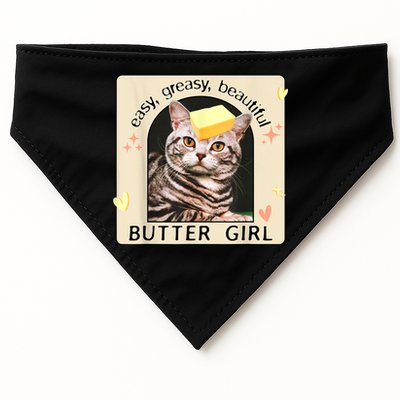 Easy Greasy Beautiful Butter Girl Cat Graphic USA-Made Doggie Bandana