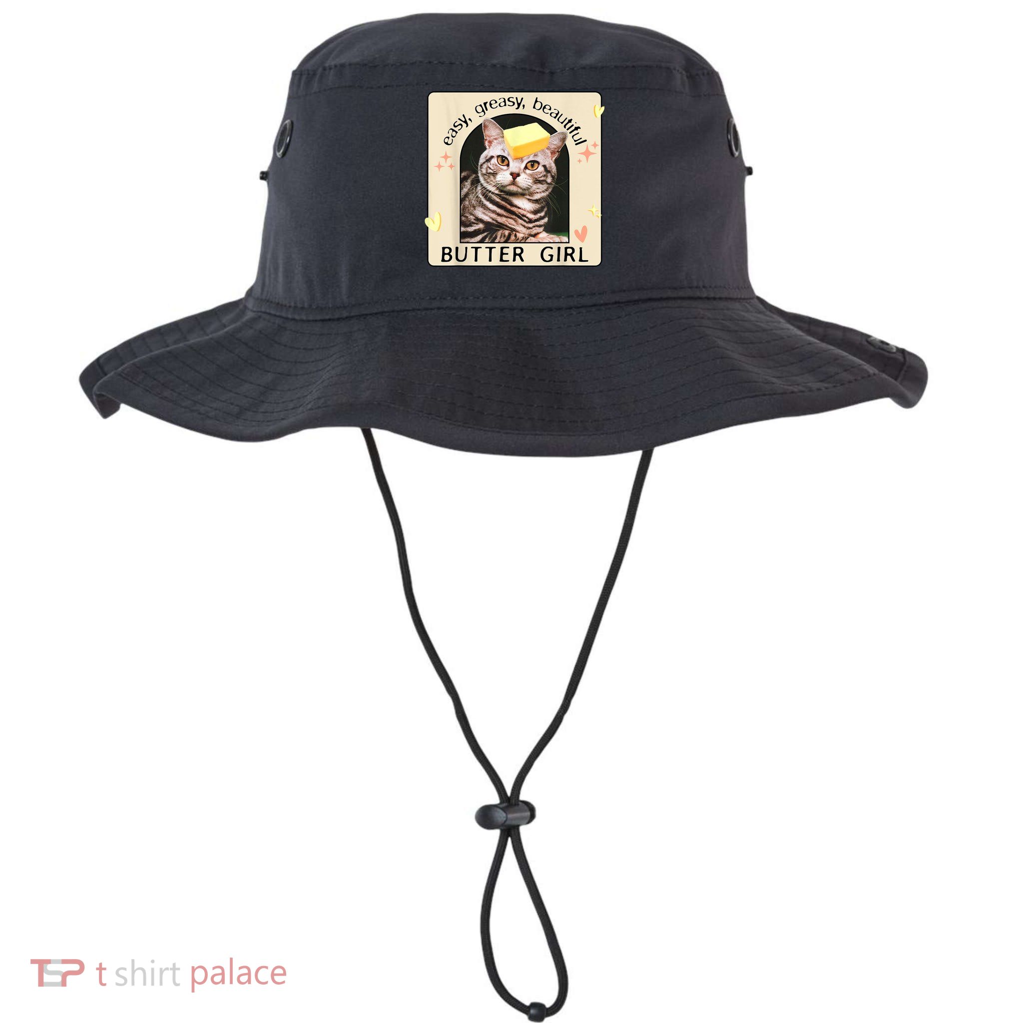 Easy Greasy Beautiful Butter Girl Cat Graphic Bucket Hat