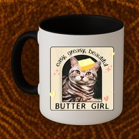 Easy Greasy Beautiful Butter Girl Cat Graphic Mug