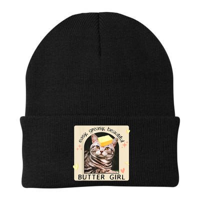 Easy Greasy Beautiful Butter Girl Cat Graphic Beanie