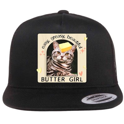 Easy Greasy Beautiful Butter Girl Cat Graphic Flatbill Hat