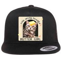 Easy Greasy Beautiful Butter Girl Cat Graphic Flat Bill Trucker Hat