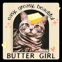 Easy Greasy Beautiful Butter Girl Cat Graphic Flat Bill Trucker Hat