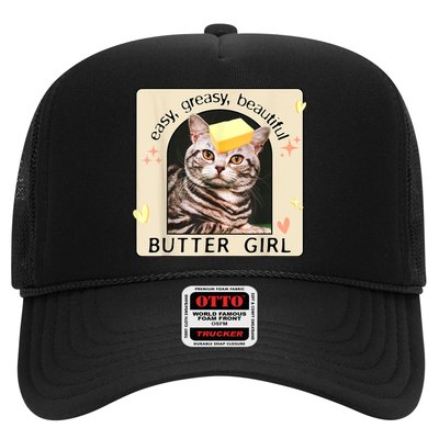 Easy Greasy Beautiful Butter Girl Cat Graphic Trucker Hat