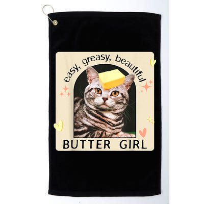 Easy Greasy Beautiful Butter Girl Cat Graphic Golf Towel