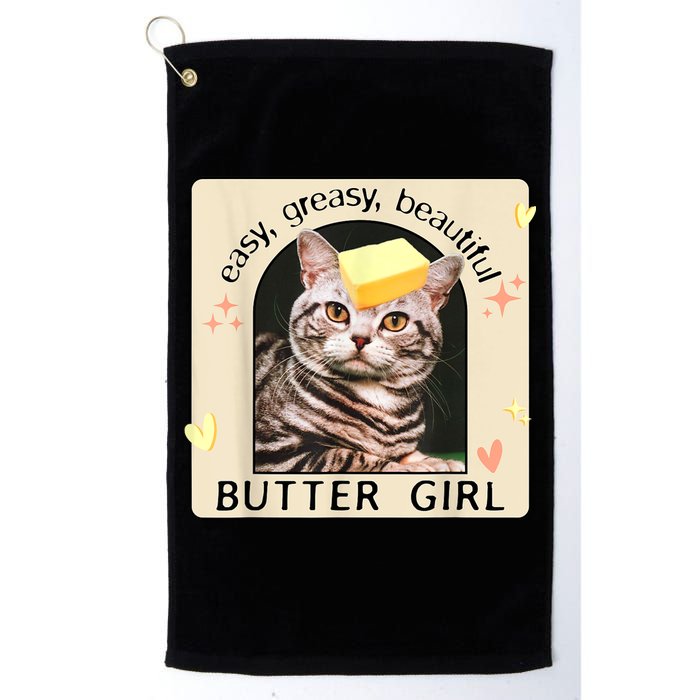 Easy Greasy Beautiful Butter Girl Cat Graphic Golf Towel
