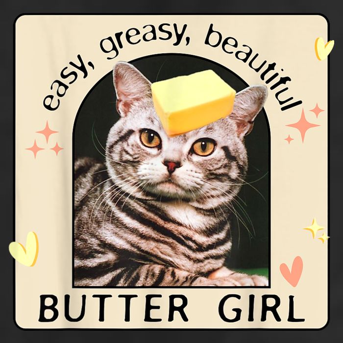 Easy Greasy Beautiful Butter Girl Cat Graphic Golf Towel