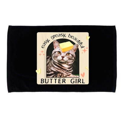 Easy Greasy Beautiful Butter Girl Cat Graphic Microfiber Hand Towel