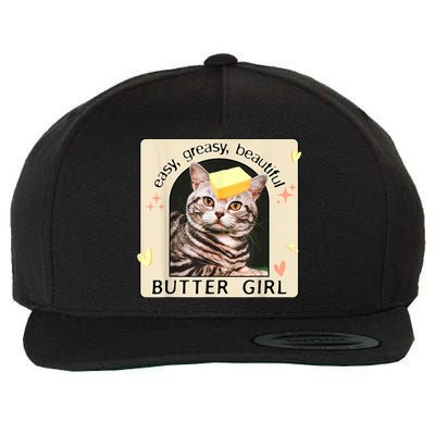 Easy Greasy Beautiful Butter Girl Cat Graphic Wool Snapback Cap