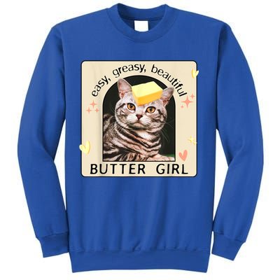 Easy Greasy Beautiful Butter Girl Cat Graphic Sweatshirt