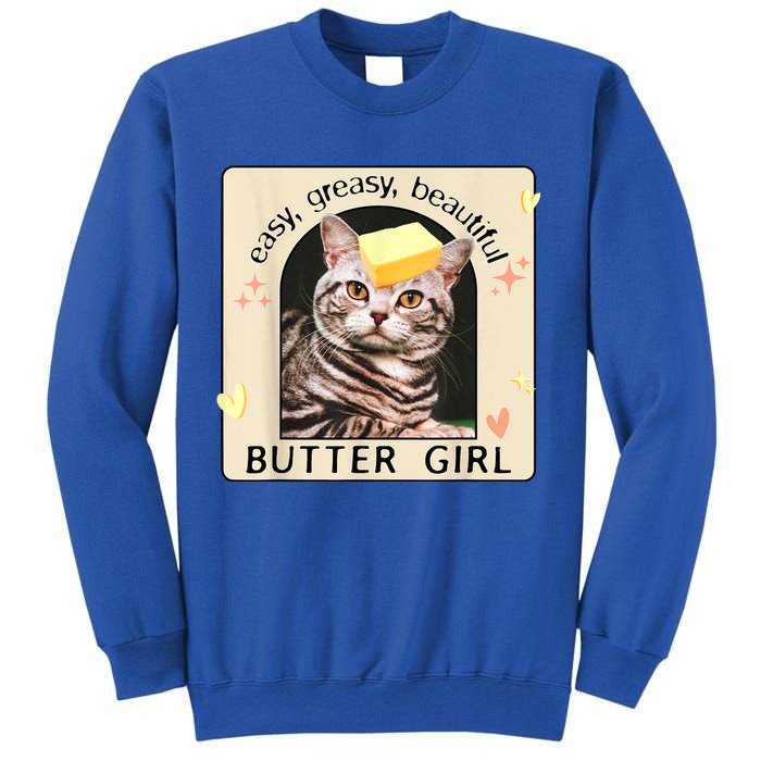 Easy Greasy Beautiful Butter Girl Cat Graphic Sweatshirt