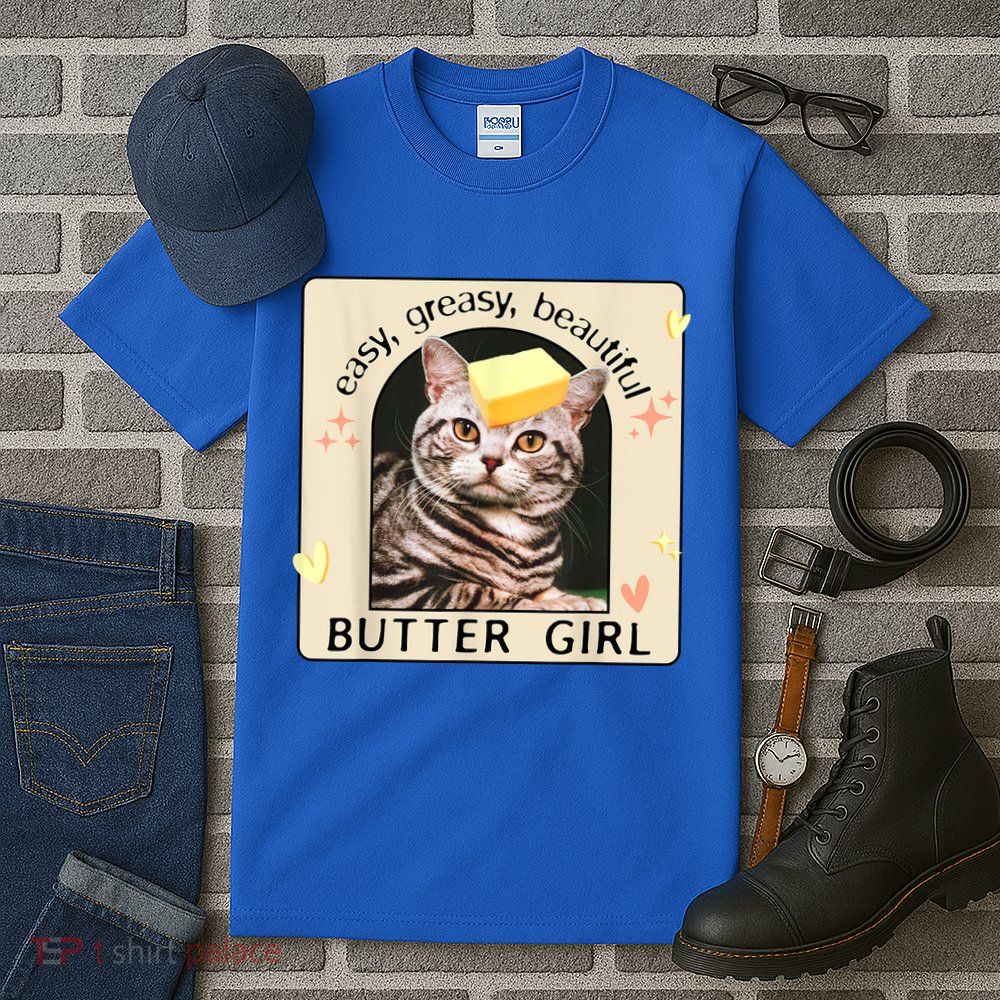 Easy Greasy Beautiful Butter Girl Cat Graphic Tall T-Shirt