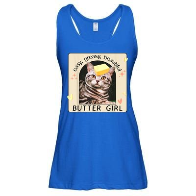Easy Greasy Beautiful Butter Girl Cat Graphic Ladies Essential Flowy Tank
