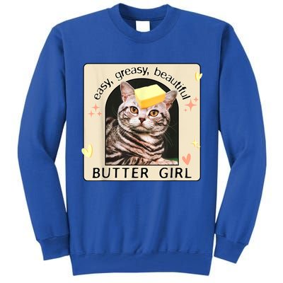 Easy Greasy Beautiful Butter Girl Cat Graphic Tall Sweatshirt