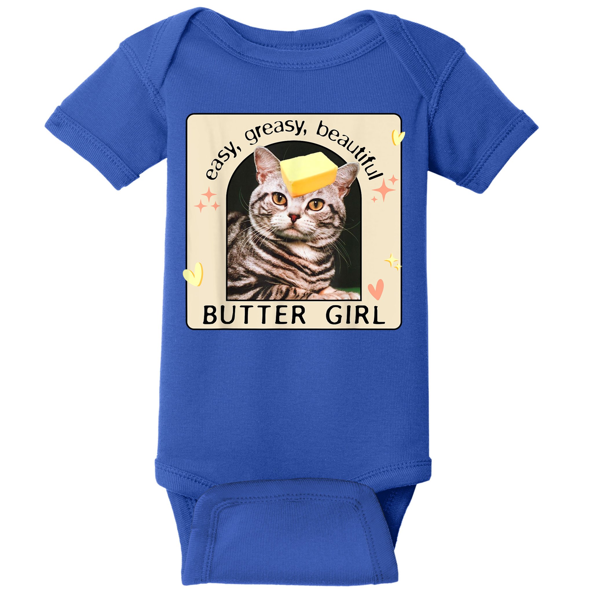 Easy Greasy Beautiful Butter Girl Cat Graphic Baby Bodysuit