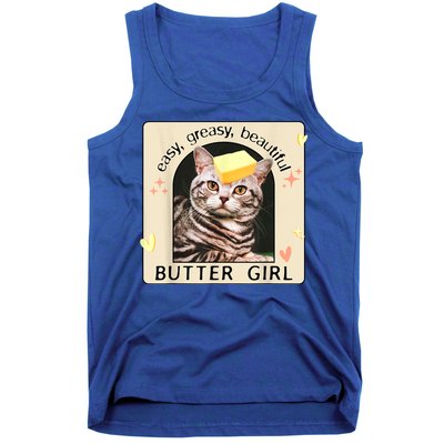 Easy Greasy Beautiful Butter Girl Cat Graphic Tank Top