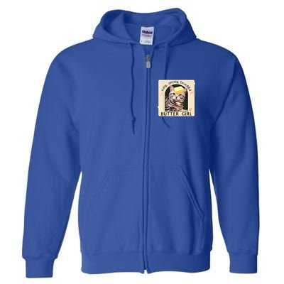Easy Greasy Beautiful Butter Girl Cat Graphic Full Zip Hoodie