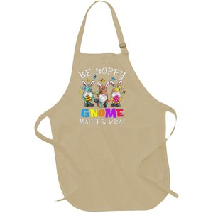 Easter Gnome Be Hoppy Spring Easter Bunny Pun Full-Length Apron With Pockets