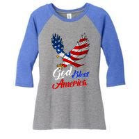 Eagle God Bless America 4th Of July Patriotic Gift Women's Tri-Blend 3/4-Sleeve Raglan Shirt