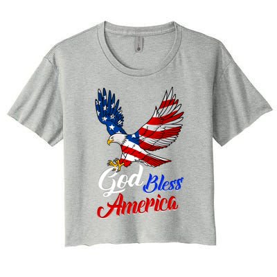 Eagle God Bless America 4th Of July Patriotic Gift Women's Crop Top Tee