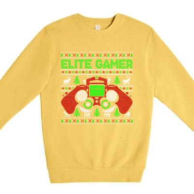 Elite Gamer Christmas Video Game Ugly Sweater Gaming Nerds Great Gift Premium Crewneck Sweatshirt