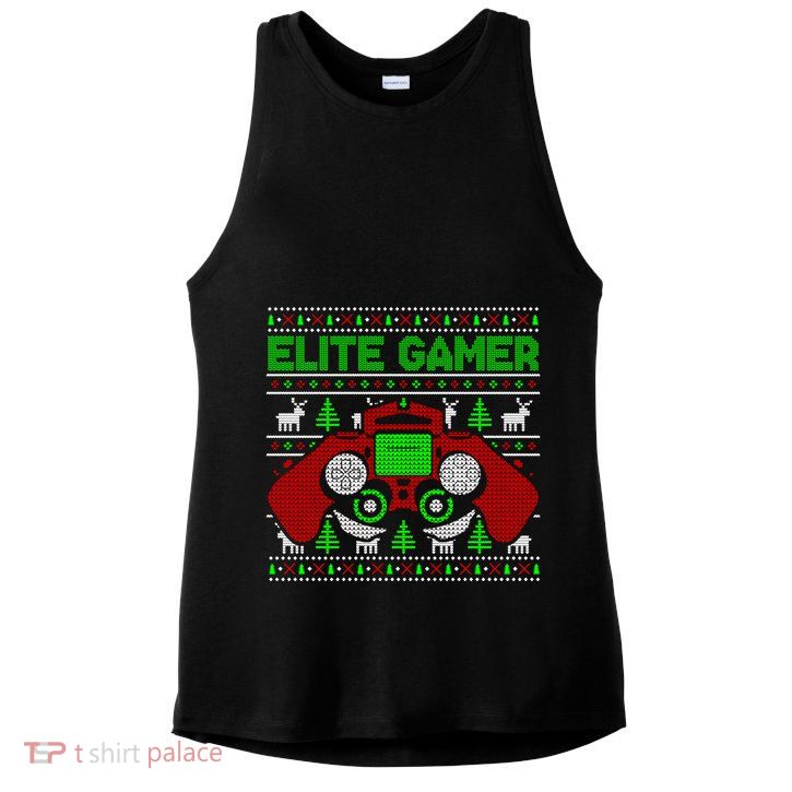 Elite Gamer Christmas Video Game Ugly Sweater Gaming Nerds Great Gift Ladies PosiCharge Tri-Blend Wicking Tank
