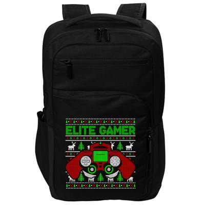 Elite Gamer Christmas Video Game Ugly Sweater Gaming Nerds Great Gift Impact Tech Backpack