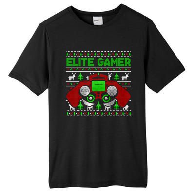 Elite Gamer Christmas Video Game Ugly Sweater Gaming Nerds Great Gift Tall Fusion ChromaSoft Performance T-Shirt