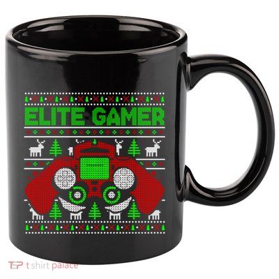 Elite Gamer Christmas Video Game Ugly Sweater Gaming Nerds Great Gift 11oz C Handle Ceramic Mug