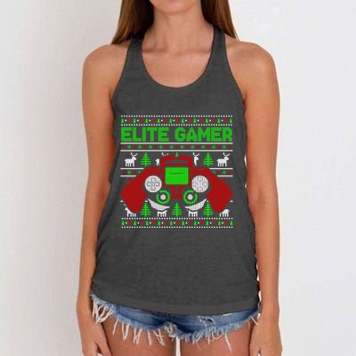 Elite Gamer Christmas Video Game Ugly Sweater Gaming Nerds Great Gift Women's Knotted Racerback Tank