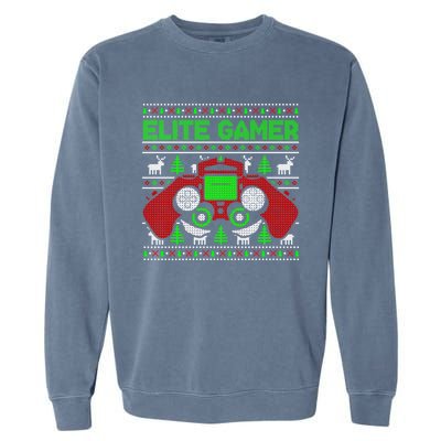 Elite Gamer Christmas Video Game Ugly Sweater Gaming Nerds Great Gift Garment-Dyed Sweatshirt