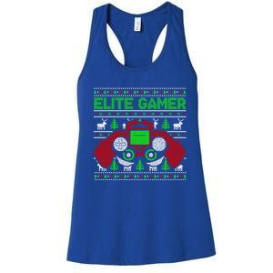 Elite Gamer Christmas Video Game Ugly Sweater Gaming Nerds Great Gift Women's Racerback Tank