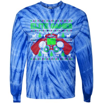 Elite Gamer Christmas Video Game Ugly Sweater Gaming Nerds Great Gift Tie-Dye Long Sleeve Shirt