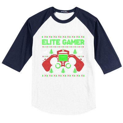 Elite Gamer Christmas Video Game Ugly Sweater Gaming Nerds Great Gift Baseball Sleeve Shirt