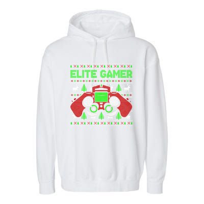 Elite Gamer Christmas Video Game Ugly Sweater Gaming Nerds Great Gift Garment-Dyed Fleece Hoodie