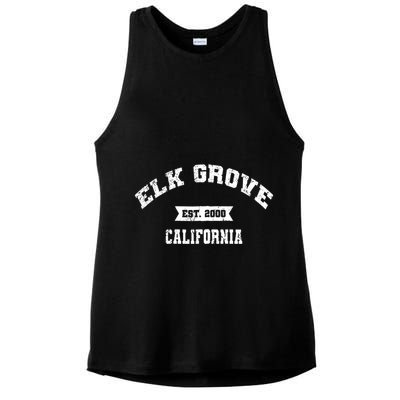 Elk Grove California Ca Vintage Athletic Sports Established Ladies PosiCharge Tri-Blend Wicking Tank