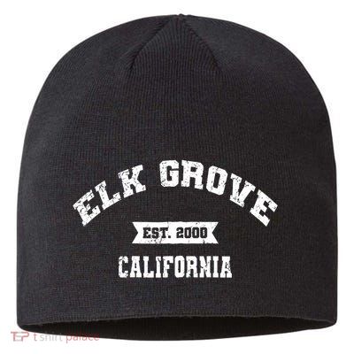 Elk Grove California Ca Vintage Athletic Sports Established Sustainable Beanie